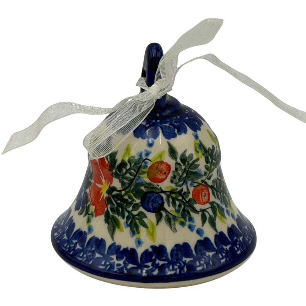 Vtg Kalich Bell Polish Pottery Floral Boleslawiec Ceramic Poland Cottagecore 3in